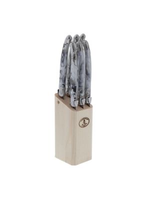Laguiole 6 SteakKnife BLOCK ANGLE MARBLE GREY WW