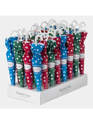 Simon Coll Choc Umbrellas polkadot assorted 15g POS