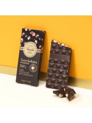 Venchi Bar Extra Dark Choc 70% Hazelnut 100g Vegan NEW