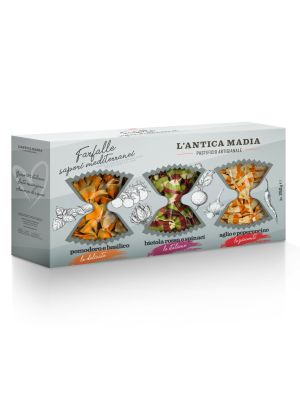 Pasta Antica Madia Farfalle 3 Assorted stripe gift box 750 g
