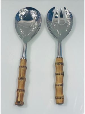 Bamboo Salad Servers 2 Pce Hand Wash Only - Real Bamboo