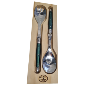 Laguiole Salad Set GREEN DARK LF OpenWoodBox Dubost France