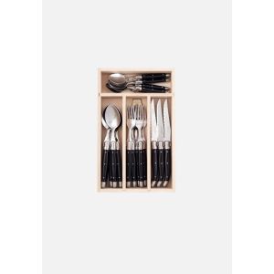 Laguiole 24 Pce Set BLACK StdF WoodTray PCVD