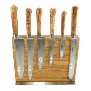 LaguioleAUBRAC 6Pce Kitchen Knife Set Olivewood Block Oak
