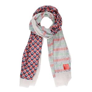 Erfurt Luxury Scarf 100% Silk and Cotton with Geometric Print 55 x 190 cm