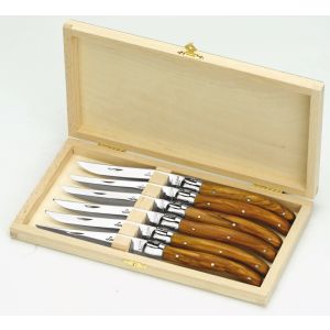 Laguiole LUX OLIVEWOOD 6 Steak Knives 2.5Closed Box