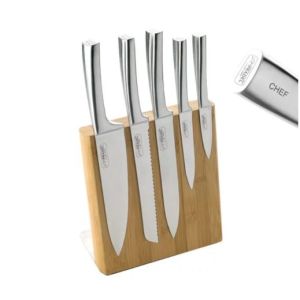 Jean Dubost Pradel Meteor 5 Piece Kitchen Knife Set & Bamboo Knife Block