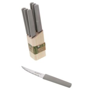JDB ECO NATURA 6 Steak Knives Block GREY BioPlastic