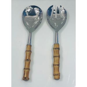 Bamboo Salad Servers 2 Pce Hand Wash Only - Real Bamboo