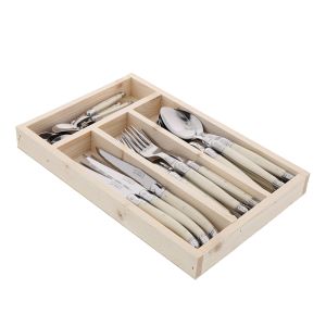 Laguiole 24 Pce Set IVORY StdF WoodTray Jean Dubost France