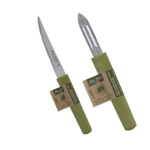 Jean Dubost ECO Vegetable Peeler& Steak Knife Set with Green BioPlastic handle