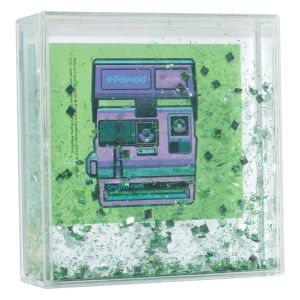 Wild and Wolf Polaroid Glitter 4x4 Frame Green/Silver