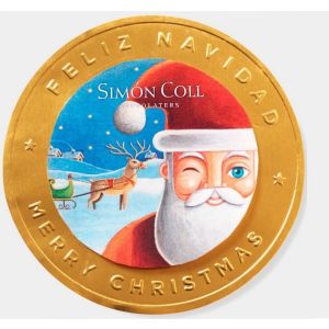 Simon Coll Choc Medallion Father Xmas 60g 10cm POS