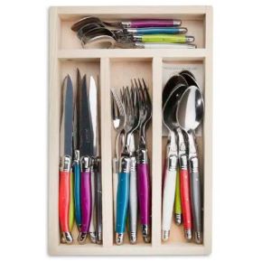 Laguiole 24 Pce Set VIC MIX StdF WoodTray JeanDubost France