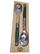 Laguiole Salad Set GREEN DARK LF OpenWoodBox Dubost France