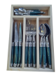 Laguiole 24 Pce Set GREEN DARK STD WoodTray Jean Dubost NEW