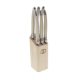Laguiole Jean Dubost 6 Steak Knife with Ivory Colored Handles Block Angle In Kraft Box 
