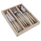 Laguiole 18 Pce Set RoundTip Knife 1.5 IVORY ABS LF WoodTray