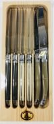 Laguiole Jean Dubost 6 English Table Knives with LINEN MIX Color Handle *Made in France