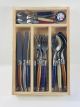 Laguiole 24 Pce Set METAL BlueRedMIX StdF WoodTray NEW