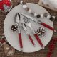 Laguiole 24 Pce Set RED Matt STDFinish WoodTray