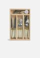 Laguiole 24 Pce Set IVORYBRASS StdFWoodTrayNHP