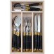 Laguiole 24 Pce Set BLACK BRASS SF OpenWood JeanDubostFrance
